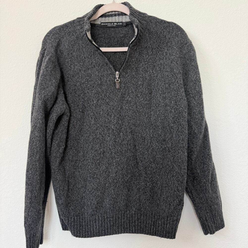 Daniele Blasi Wool Half Zip Sweater Gray Men‎ L Made in Italy Quiet Luxury